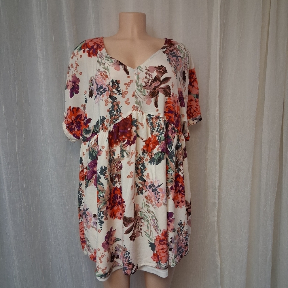 ANDREE BY UNIT Multicolor Floral Tunic Top Wimen Size 2X